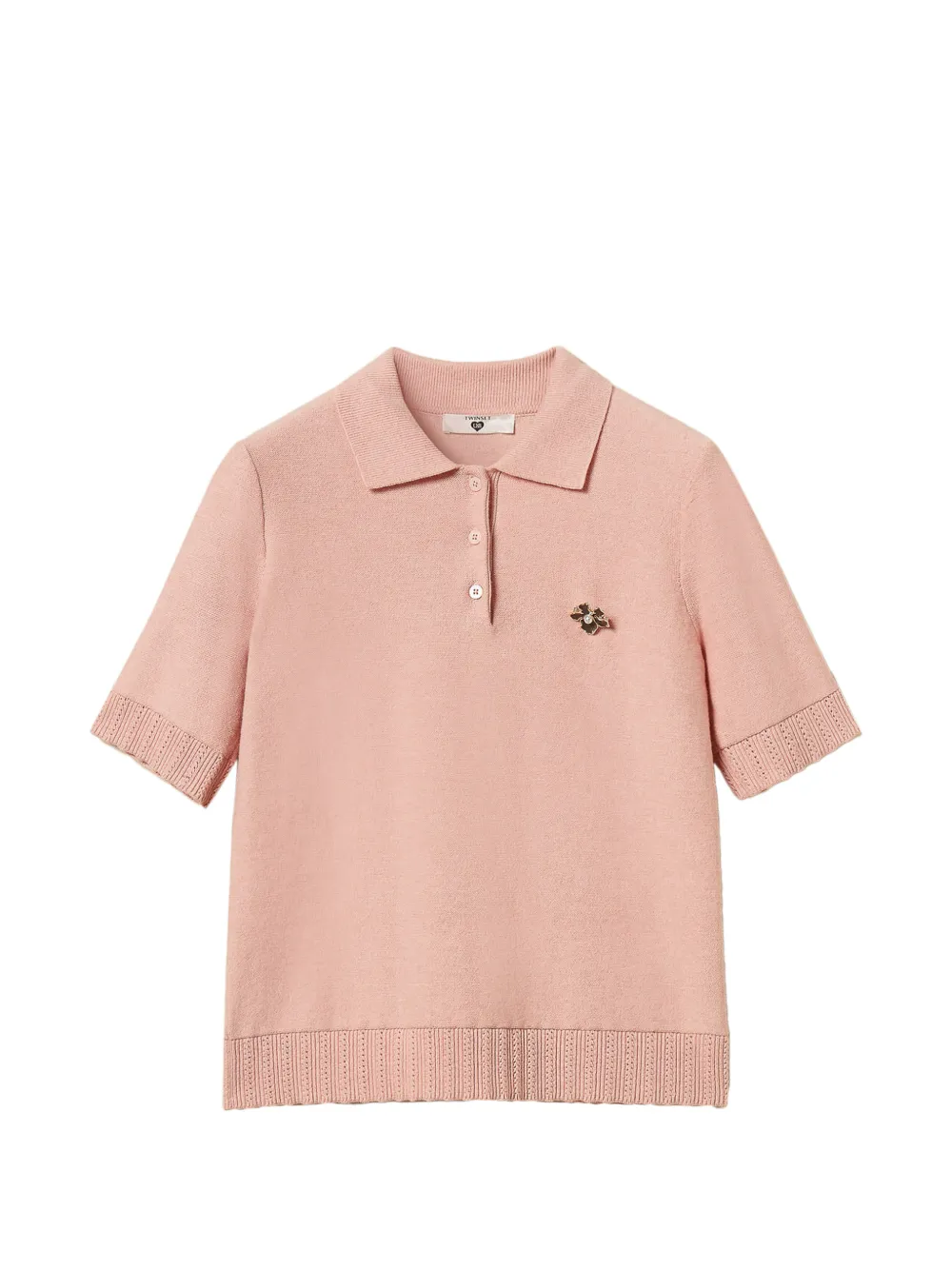 TWINSET polo shirt with brooch Roze