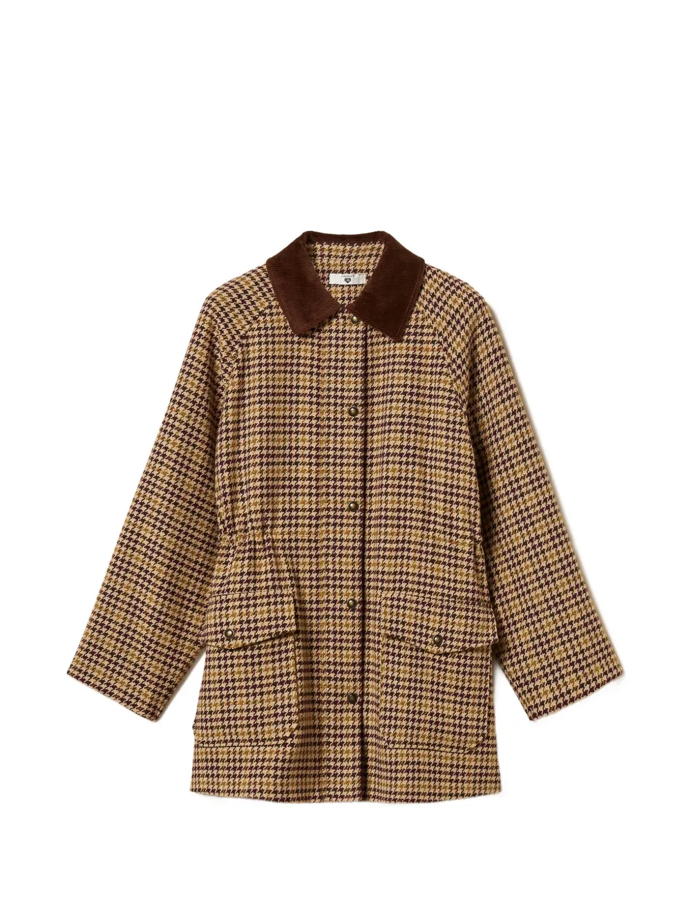 TWINSET Houndstooth jacquard parka coat Beige