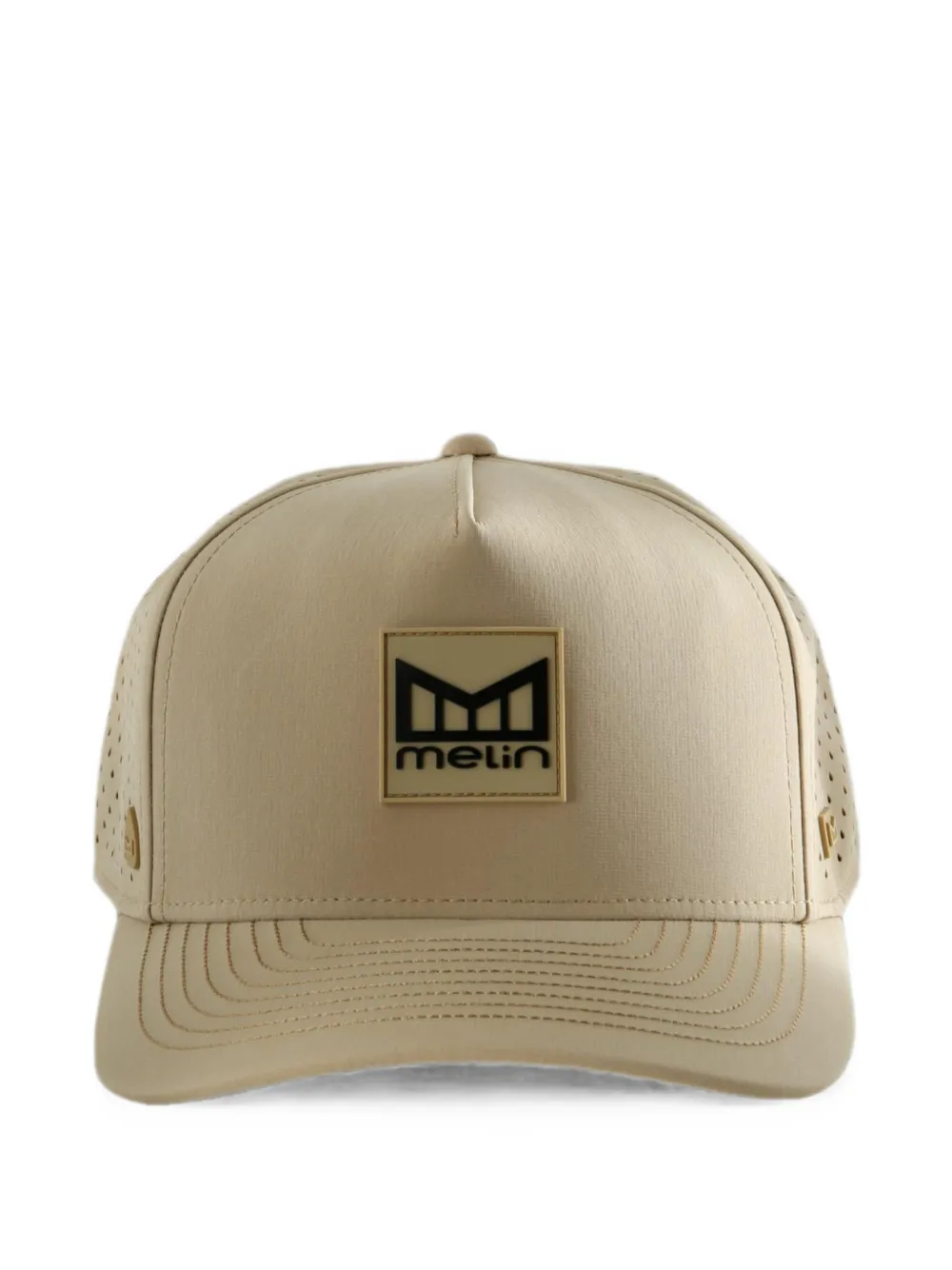 Melin Odysea Stacked Hydro Logo-patch Perforated Cap In Gold