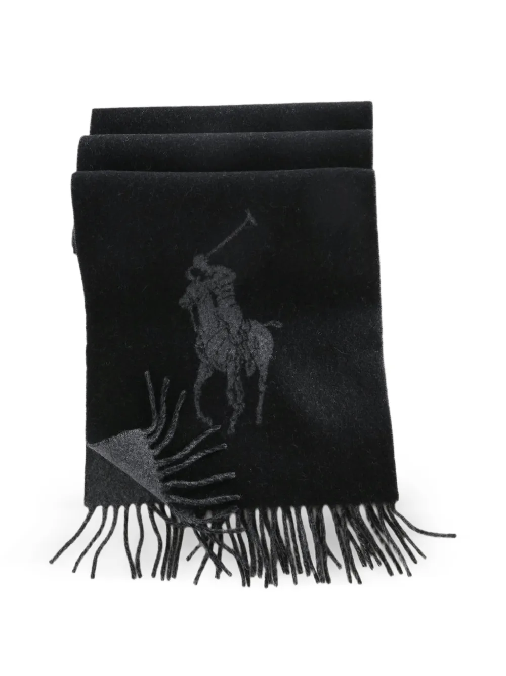 Polo Ralph Lauren Pony motif fringed scarf - Schwarz