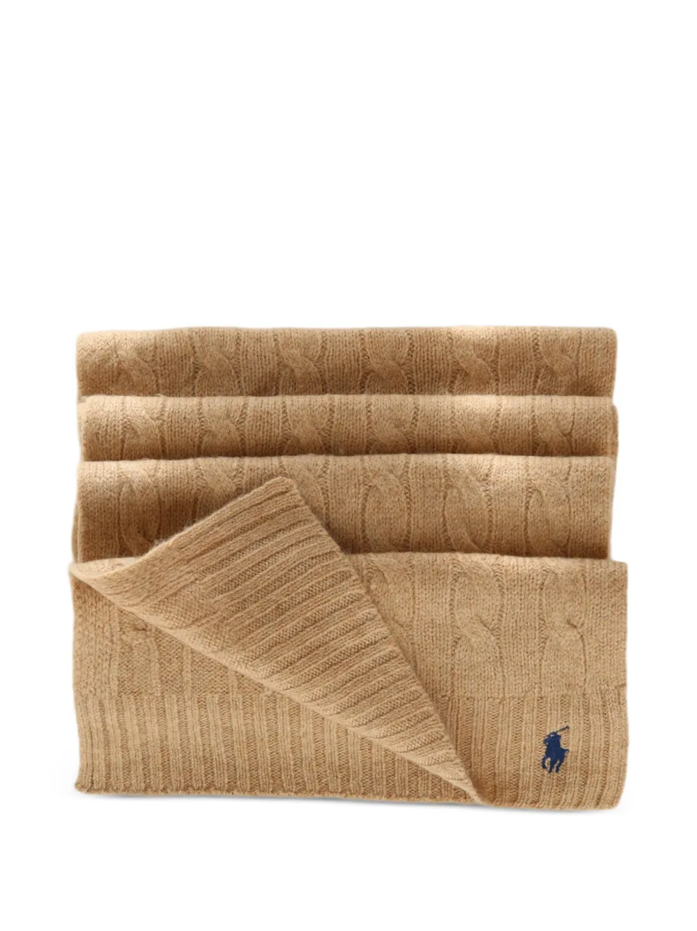 Polo Ralph Lauren Kabelgebreide sjaal met borduurwerk Beige