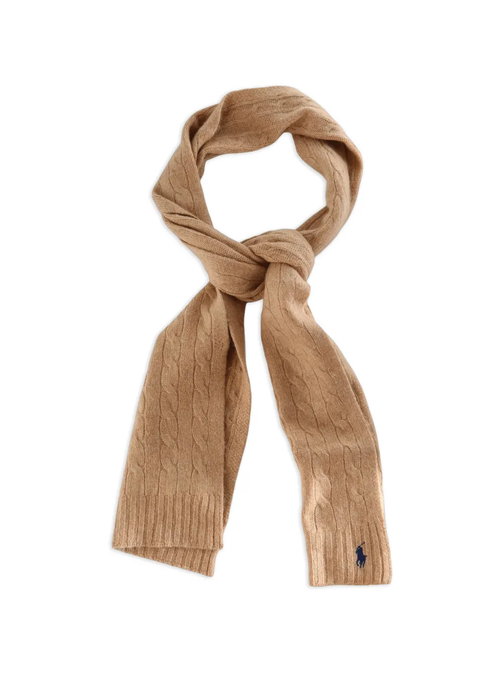 Polo Ralph Lauren cable-knit embroidered scarf - Nude