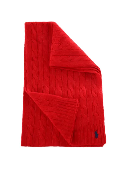 Polo Ralph Lauren cable-knit embroidered-logo scarf