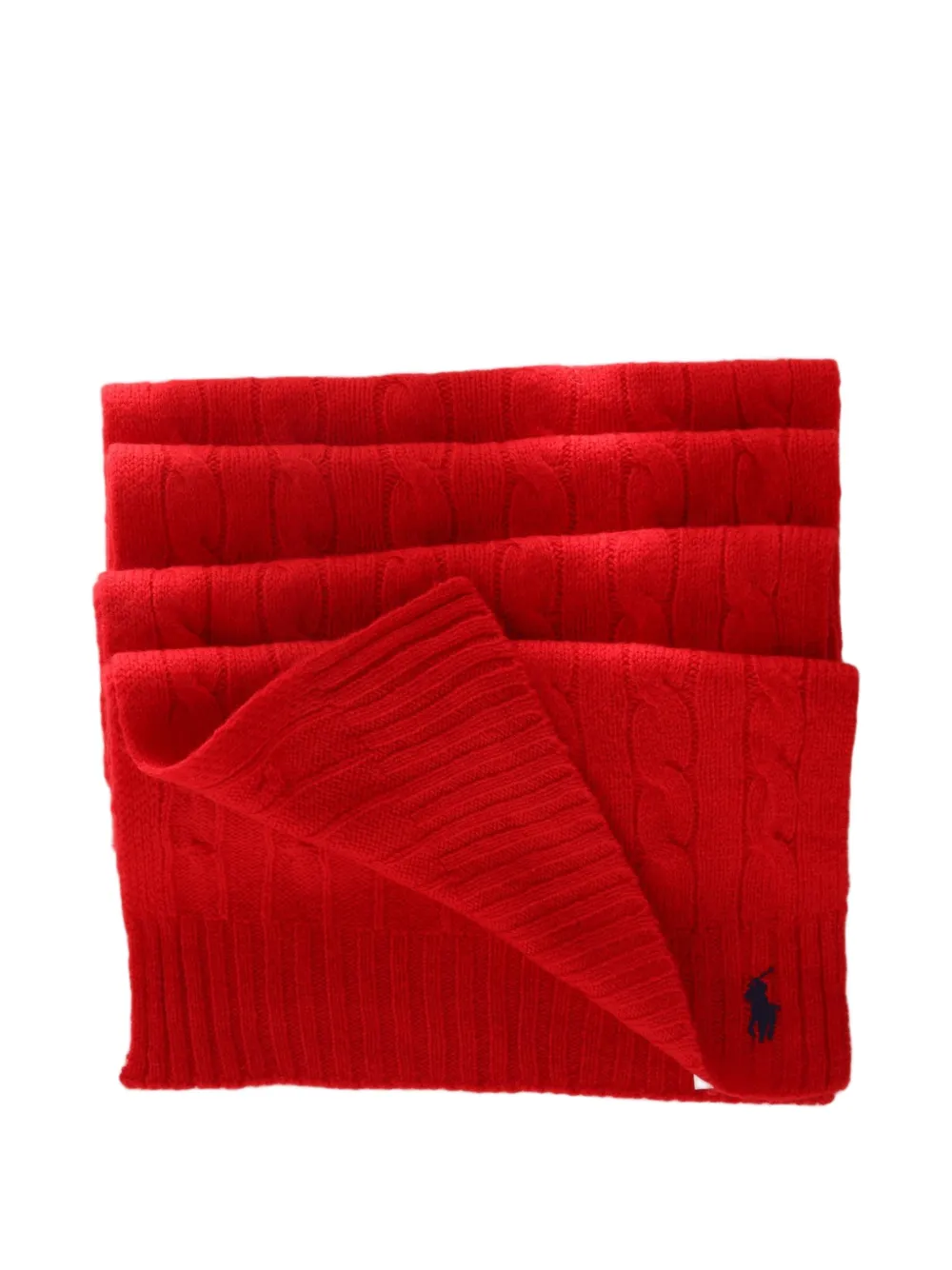 Polo Ralph Lauren Kabelgebreide sjaal met geborduurd logo Rood