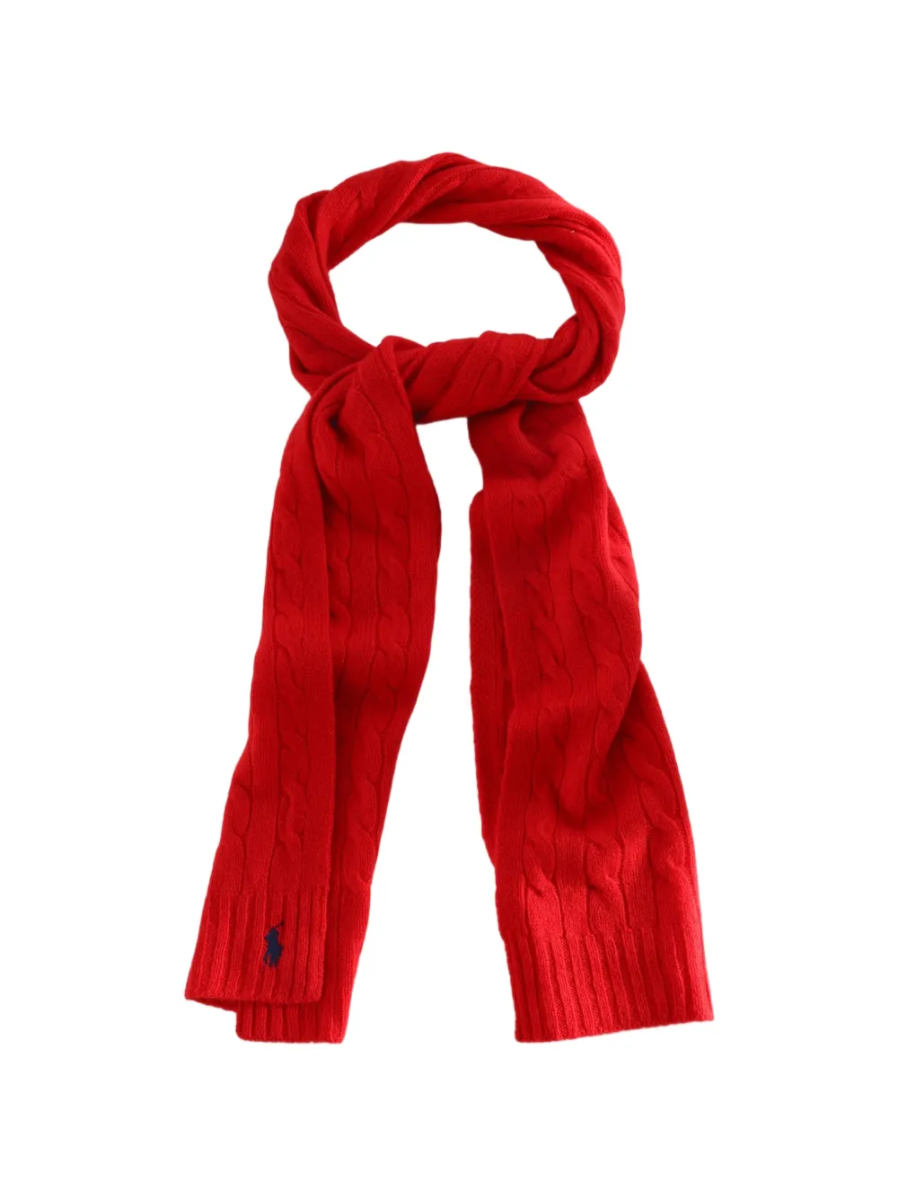 Polo Ralph Lauren Kabelgebreide sjaal met geborduurd logo Rood