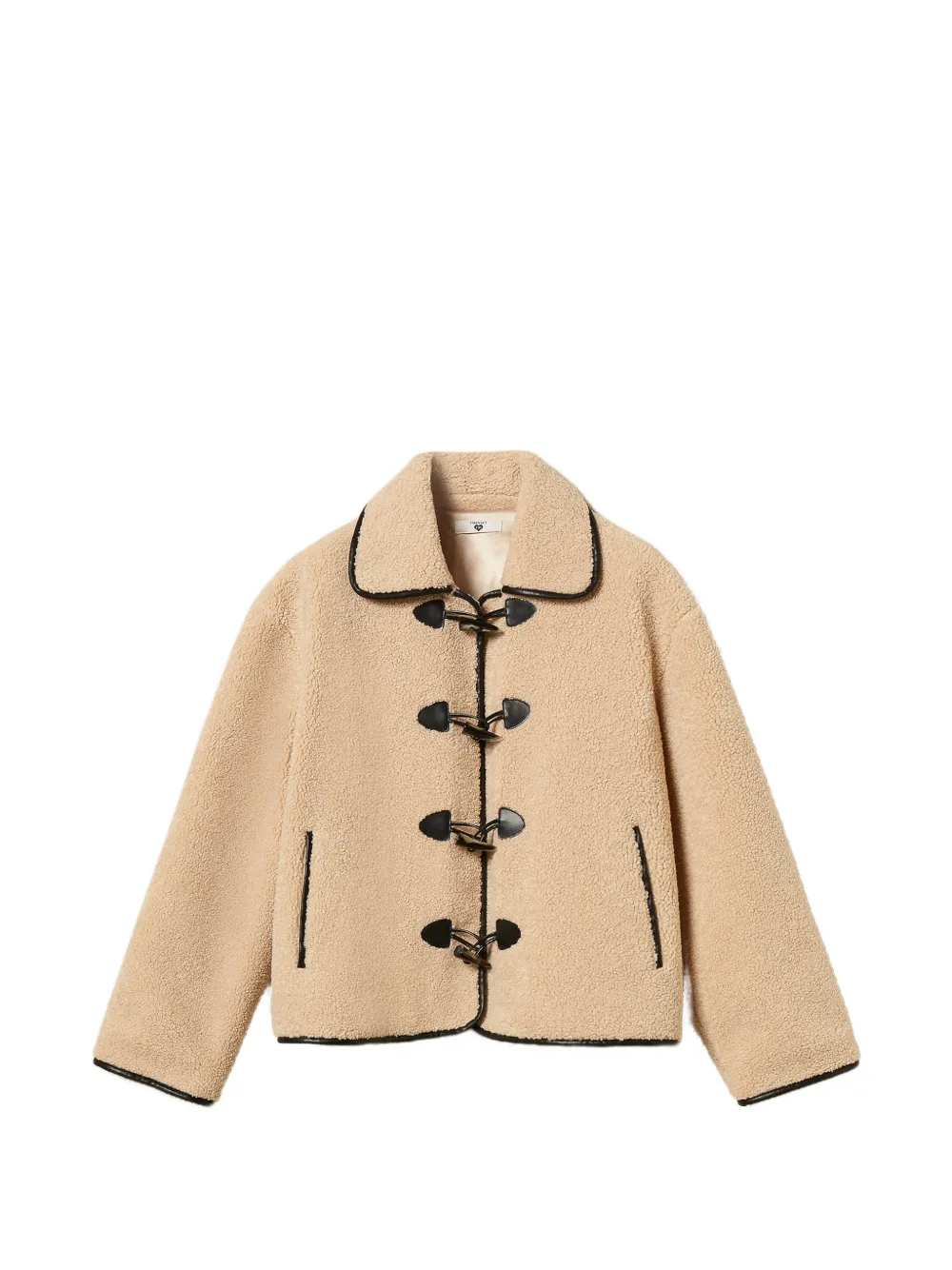 TWINSET faux-fur caban coat with frog fasteners Beige