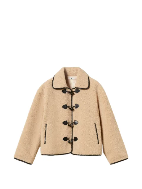 TWINSET faux-fur caban coat with frog fasteners