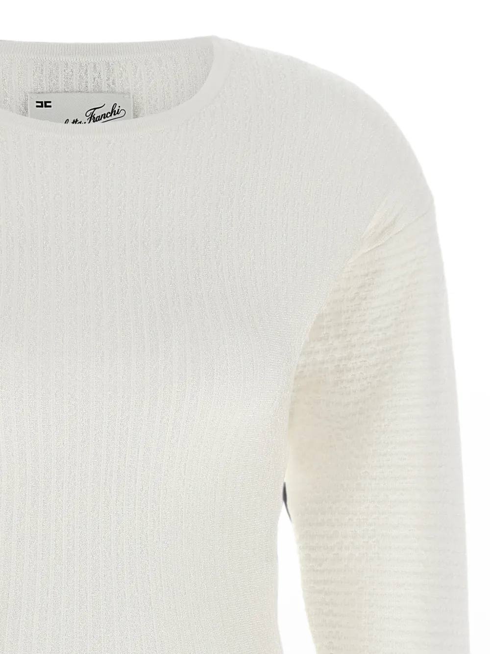 Elisabetta Franchi Gebreide jurk met ruches Beige