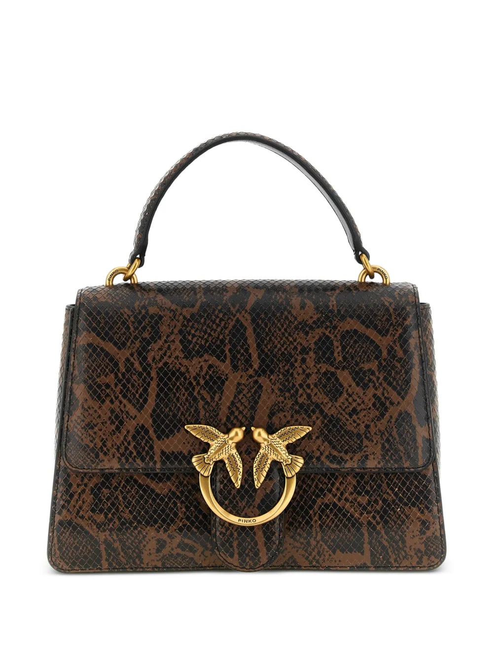 PINKO medium Love One Light python-print handbag - Marrone