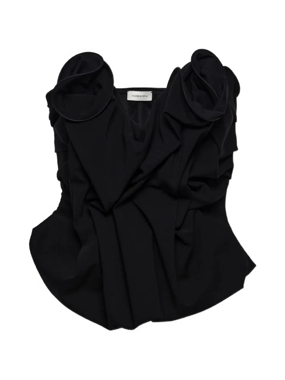 Magda Butrym floral-appliqué draped corset top - Nero