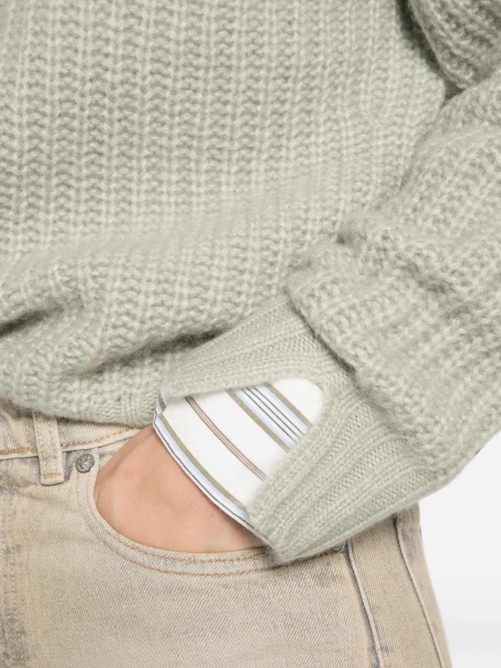 Allude Ribgebreide trui Groen