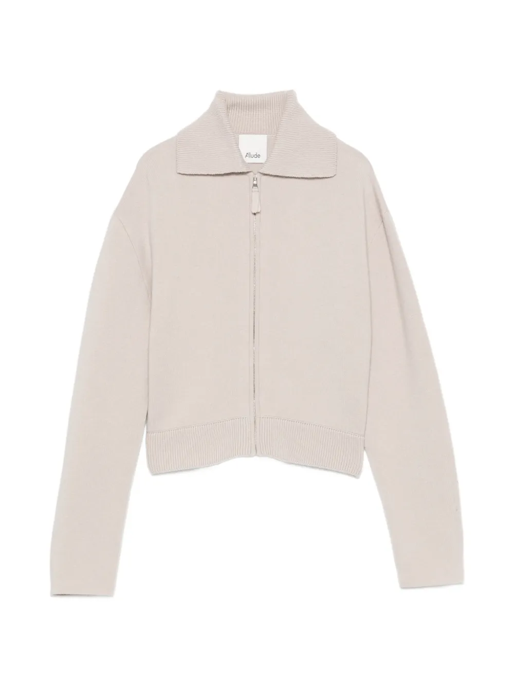 Allude zip-up ribbed-trim cardigan - Nude