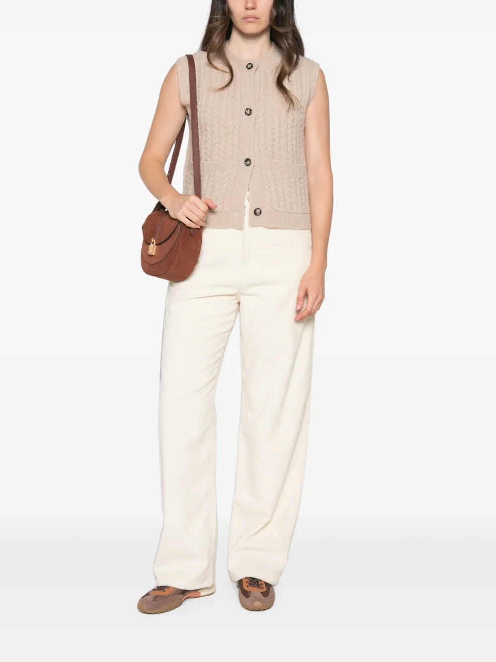 Allude Button-up vest Beige