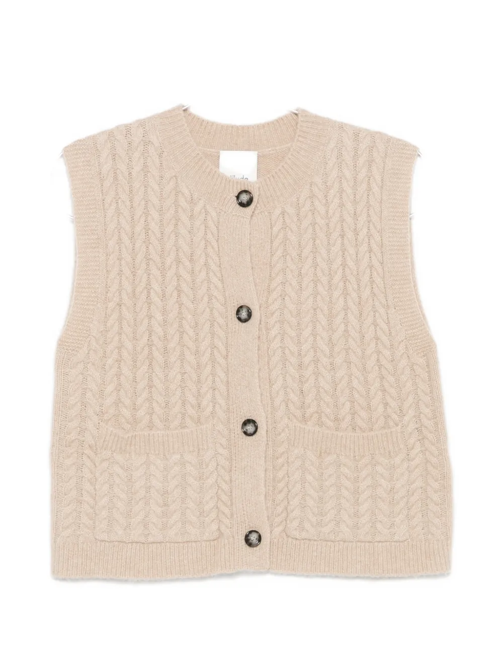 Allude cable-knit button-up cardigan - Nude
