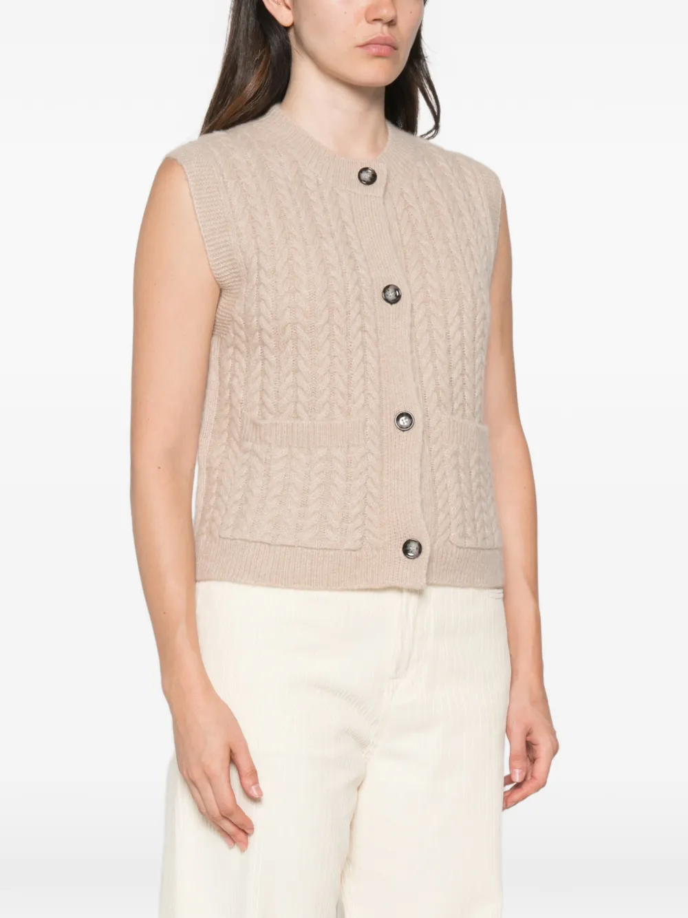 Allude Button-up vest Beige