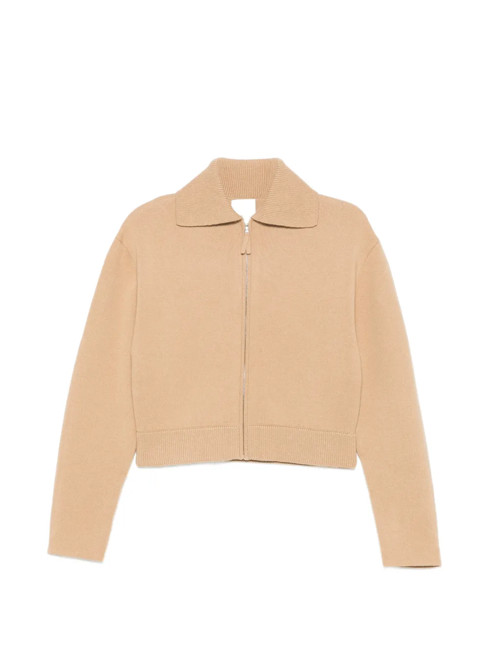 Allude zip-up ribbed-trim cardigan - Nude