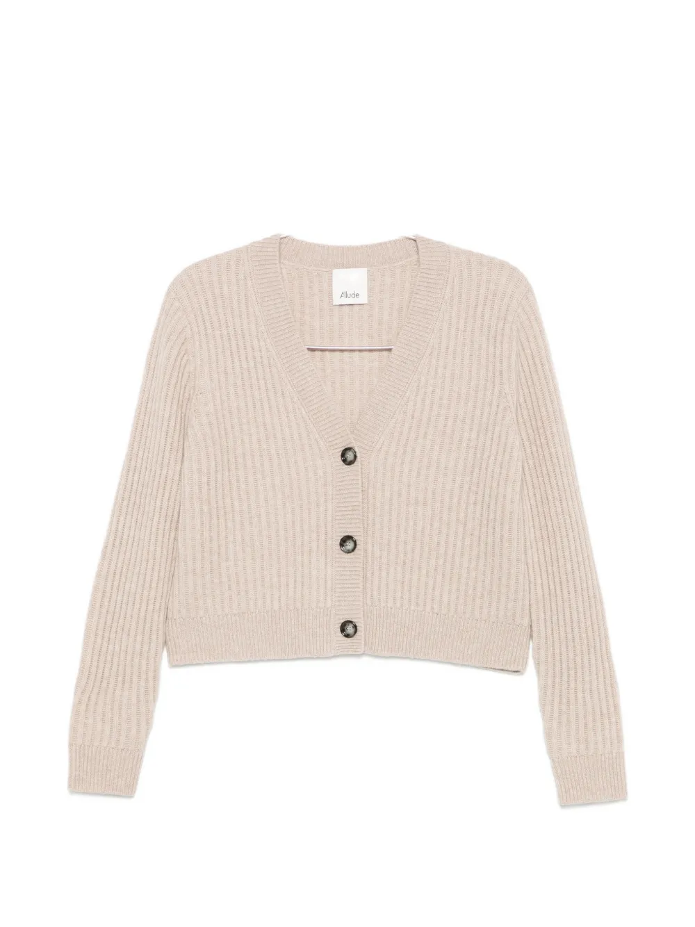 Allude ribbed-knit V-neck cardigan - Nude