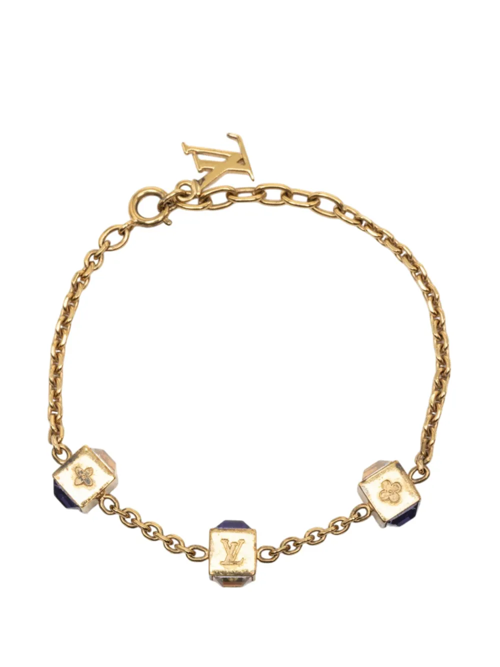 Louis Vuitton Pre-Owned bracelet fantaisie Gamble en plaqué or à strass (2010)