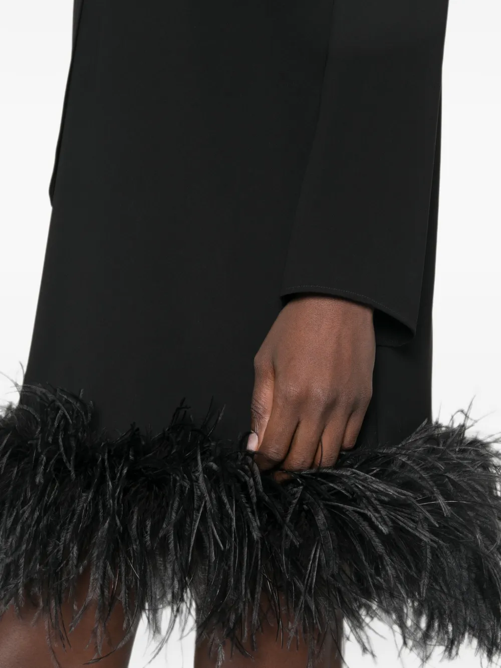 P.A.R.O.S.H. Mini-jurk met veren afwerking en sjaal detail Zwart