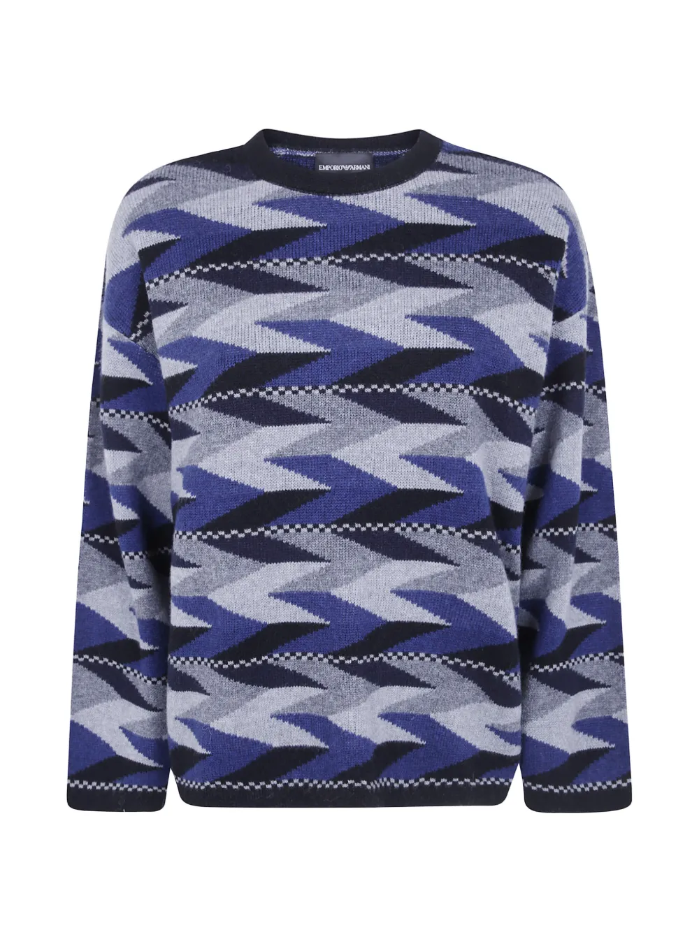 Emporio Armani Maglione in lana con motivo geometrico - Blu