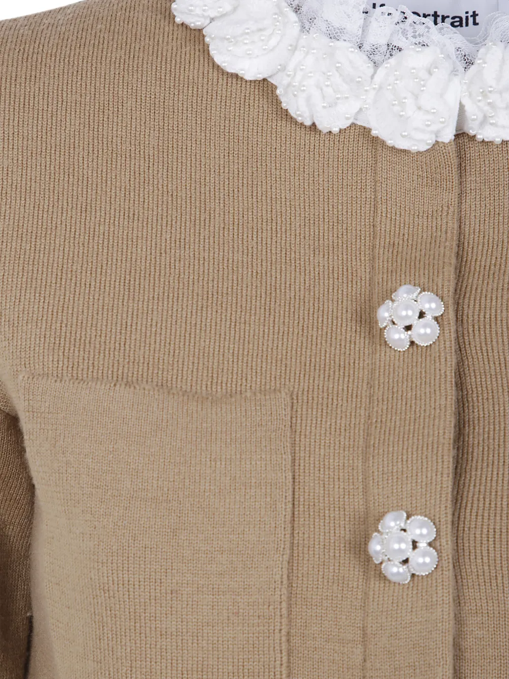 Self-Portrait Verfraaid gebreid vest Beige