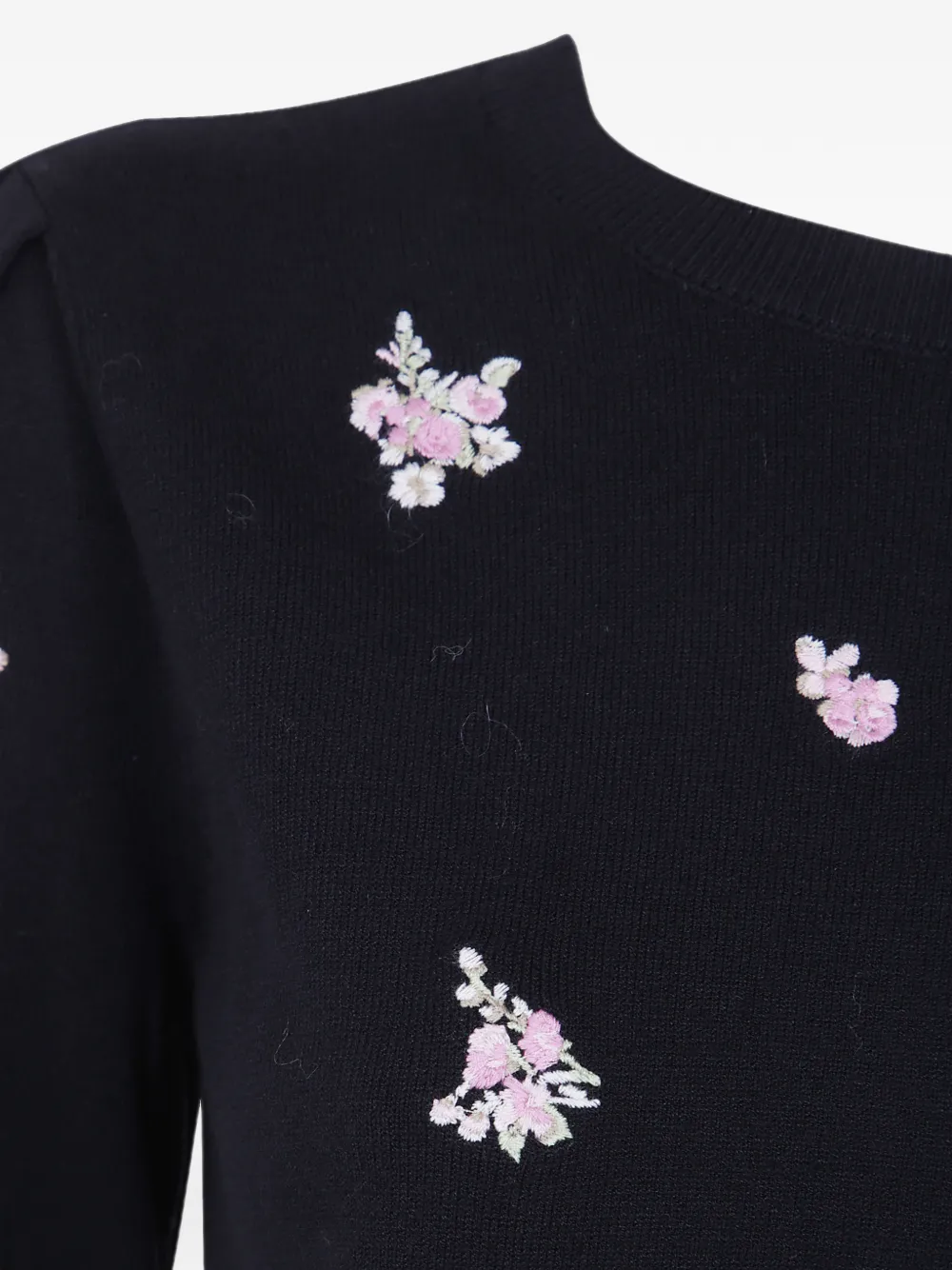 TWINSET Trui van wolblend met geborduurde bloemen Zwart