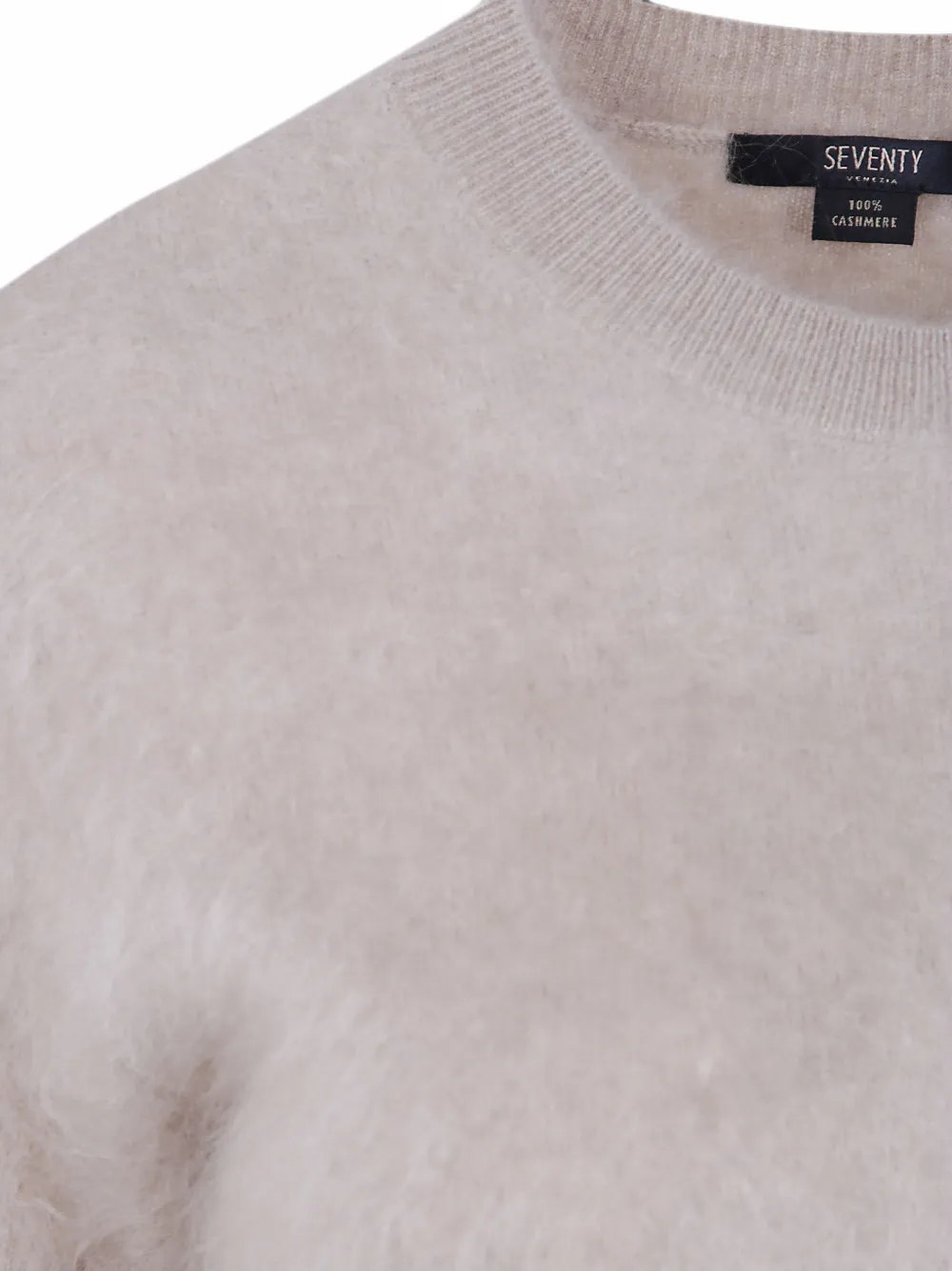 Seventy Kasjmier trui met korte mouwen Beige