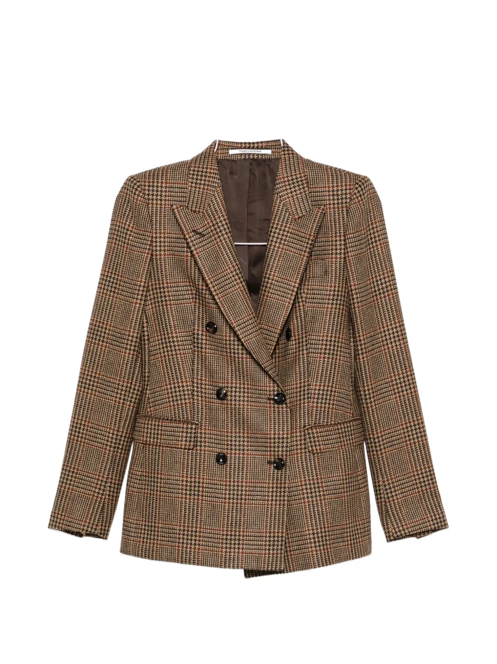 Tagliatore double-breasted check-pattern jacket - Braun