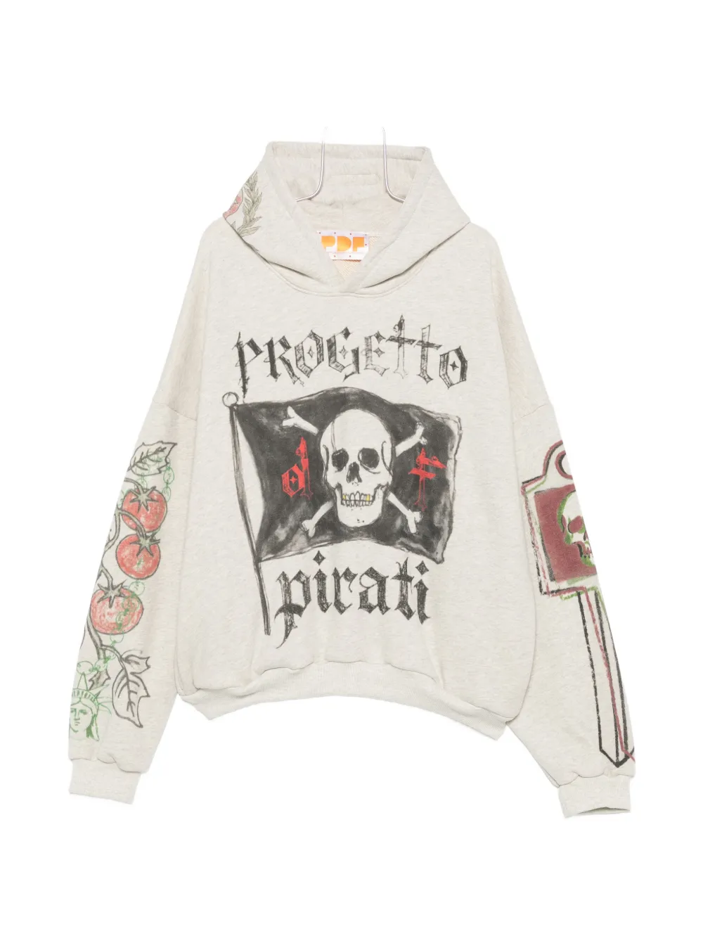 PDF graphic-print drawstring hoodie - Grau