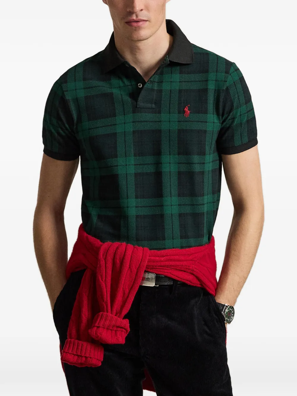 Polo Ralph Lauren Geruit piqué poloshirt Groen