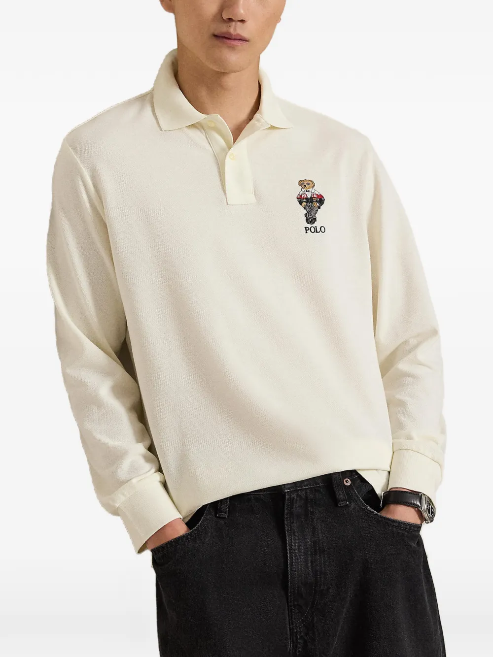 Polo Ralph Lauren Polo Bear poloshirt met lange mouwen Beige