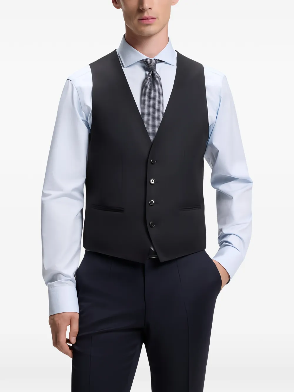 BOSS Gilet met V-hals Blauw