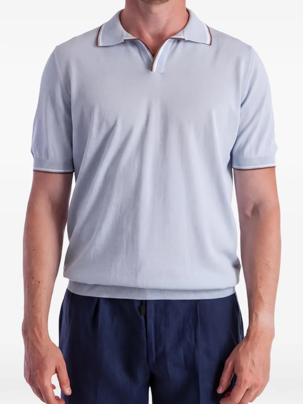 Gran Sasso Poloshirt met open kraag en afwerking Blauw