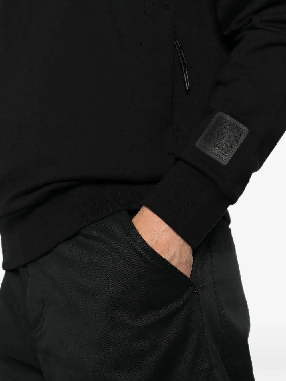 C.P. Company Metropolis Series hoodie met logopatch Zwart
