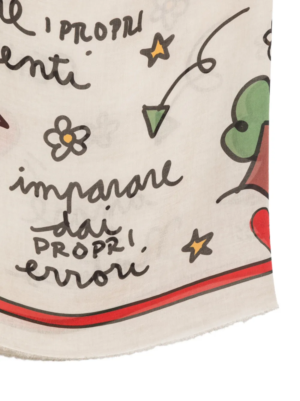 Faliero Sarti To Be Happy sjaal met franje en grafische print Beige