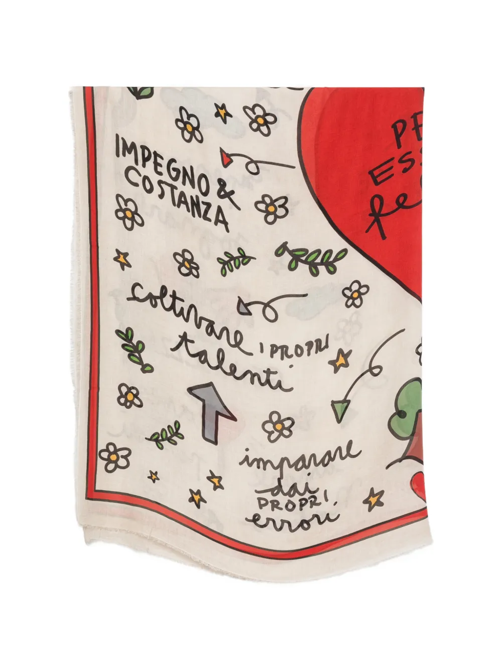 Faliero Sarti graphic-print frayed scarf - Toni neutri