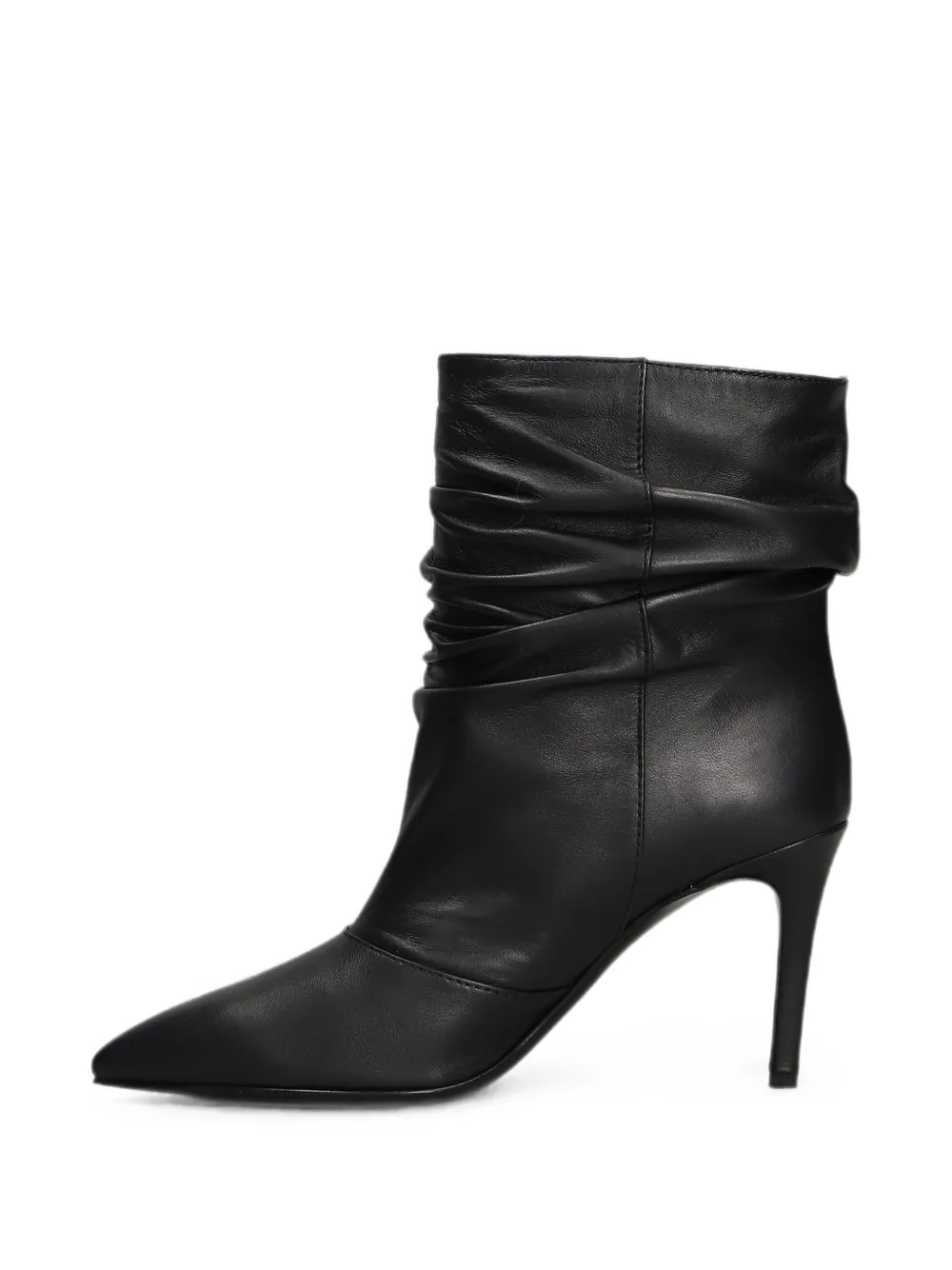Via Roma 15 ruched pointed-toe ankle boots Zwart