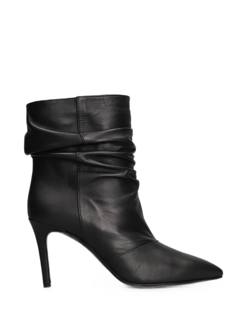 Via Roma 15 ruched pointed-toe ankle boots Zwart