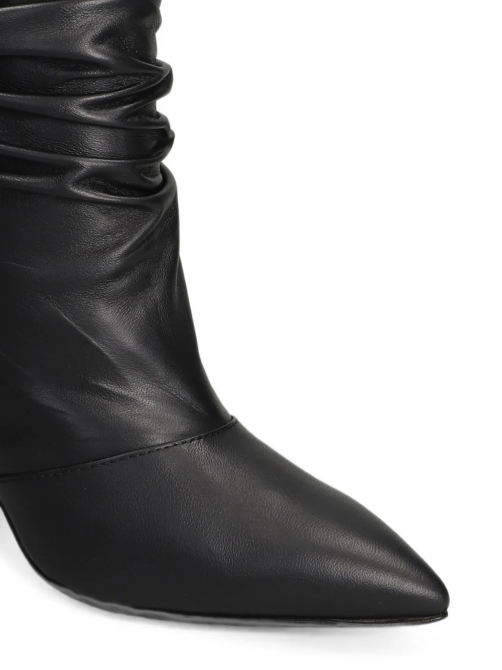Via Roma 15 ruched pointed-toe ankle boots Zwart