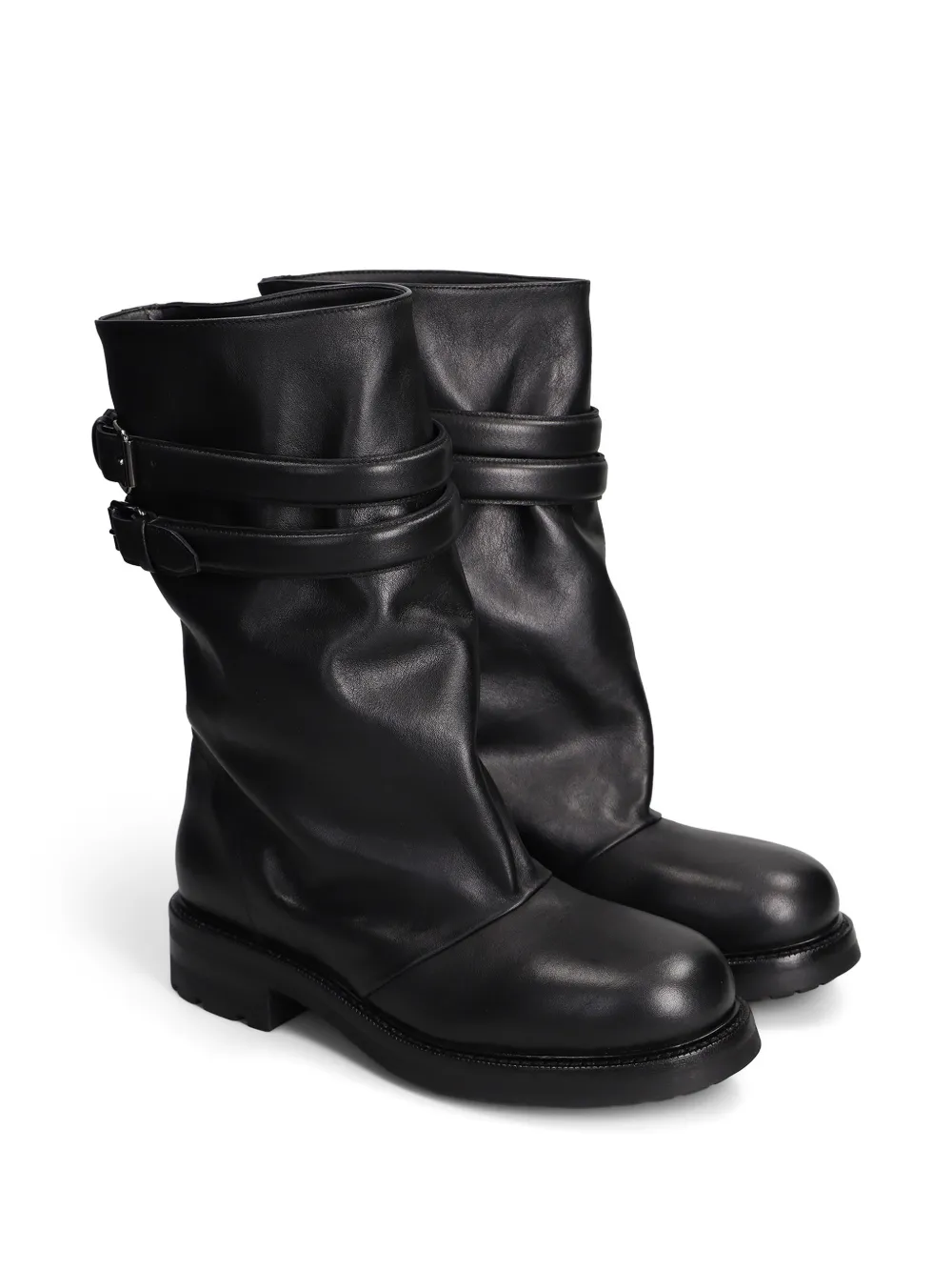 strategia shoes Leren laarzen met gespband Zwart