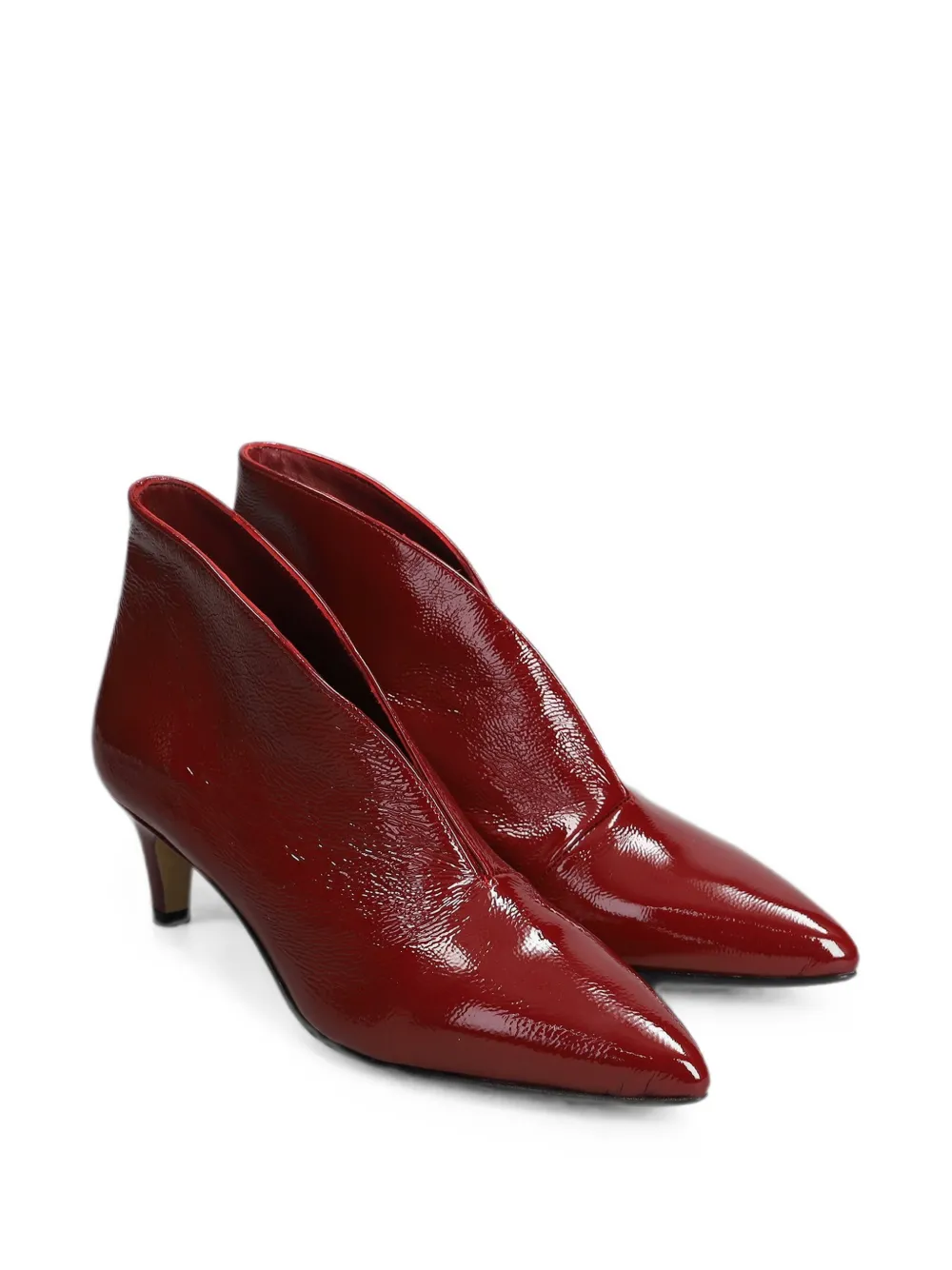 L Arianna pointed-toe patent-finish ankle boots Rood