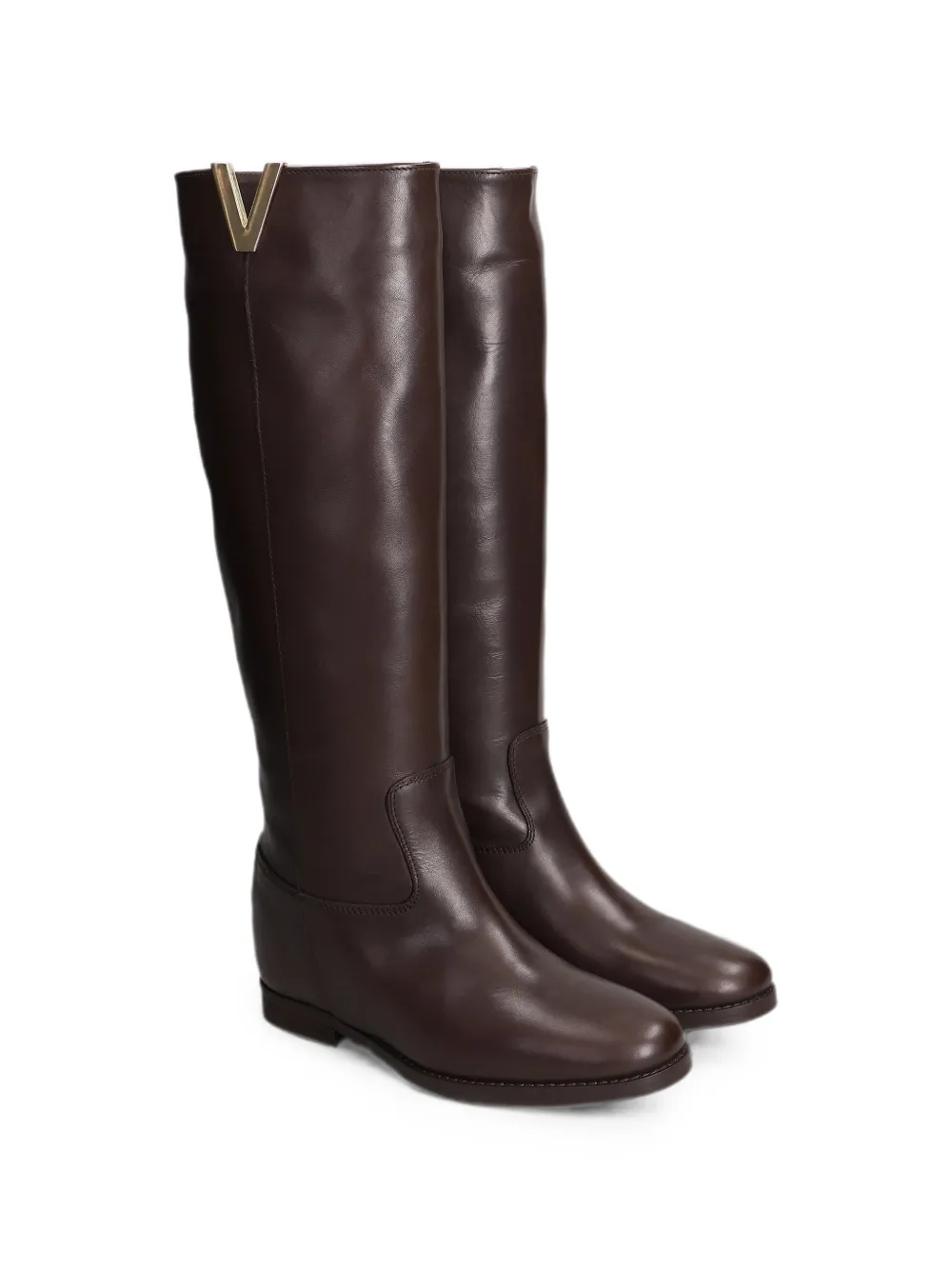 Julie Dee v-plaque leather boots Bruin