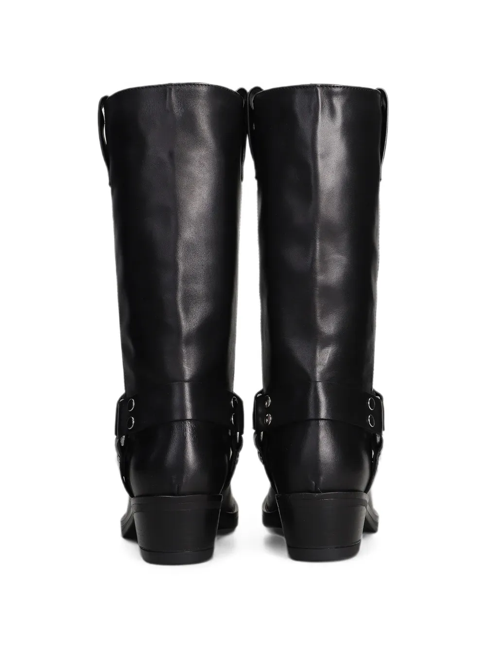 Julie Dee harness square-toe biker boots Zwart