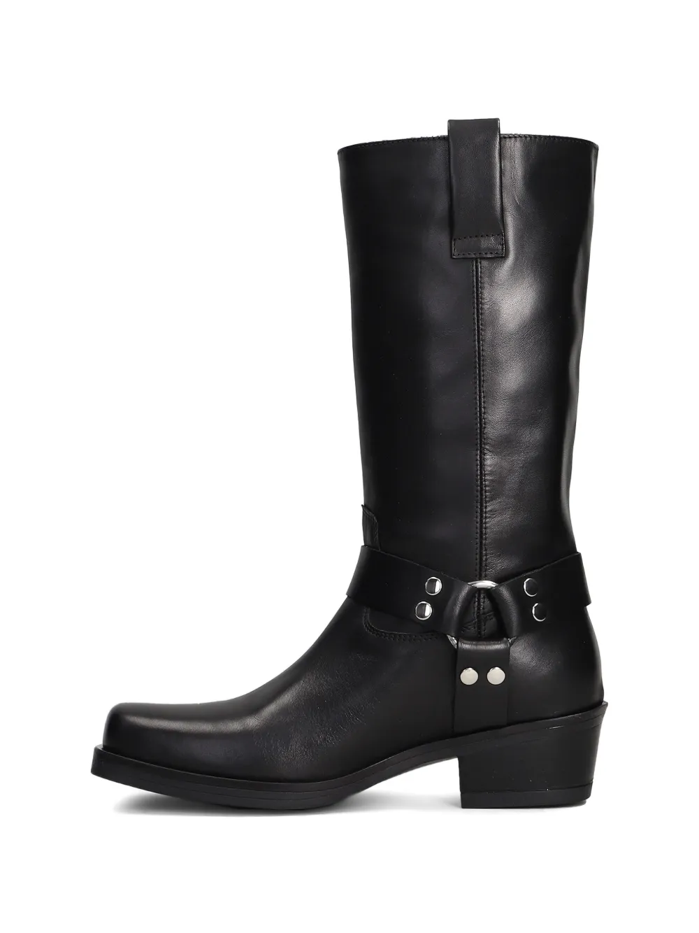 Julie Dee harness square-toe biker boots Zwart