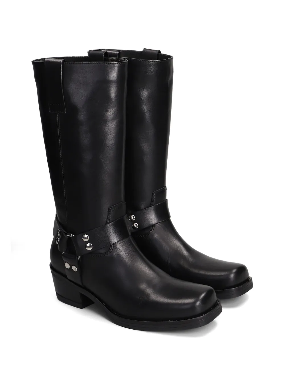 Julie Dee harness square-toe biker boots Zwart