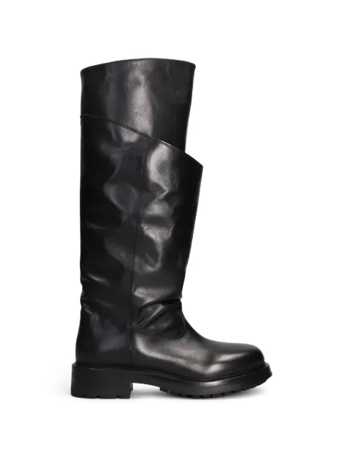 strategia shoes layered-cuff leather boots