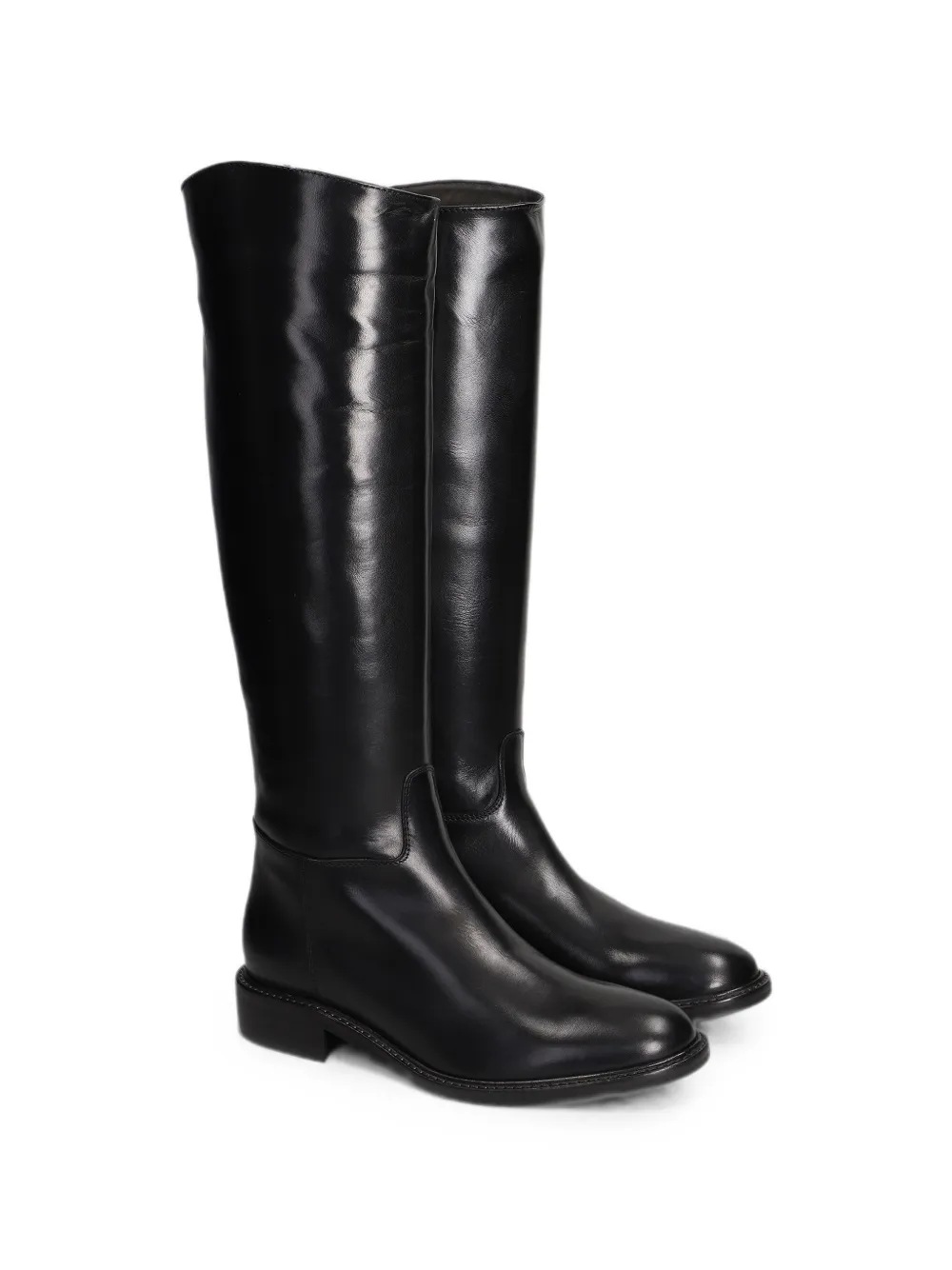 Julie Dee knee-high leather boots Zwart