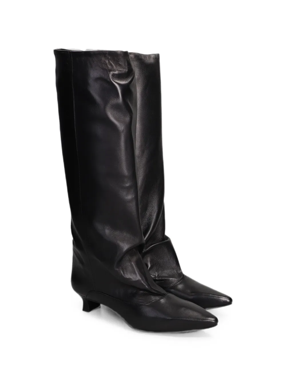 The Seller pointed-toe ruched high-knee boots Zwart