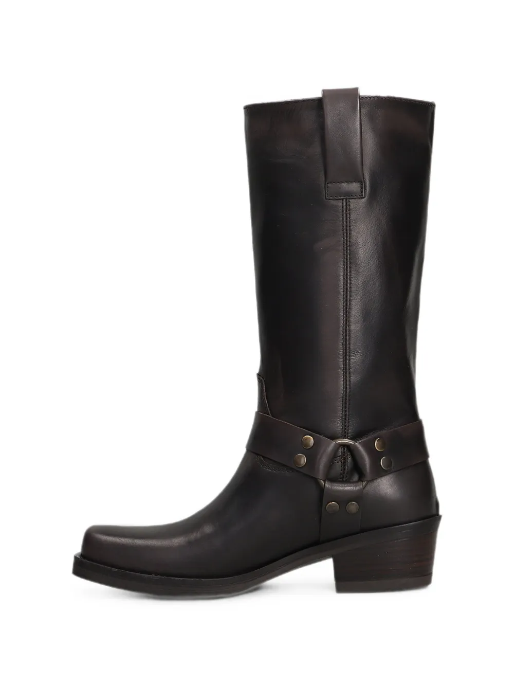Julie Dee harness-detail square-toe biker boots Zwart
