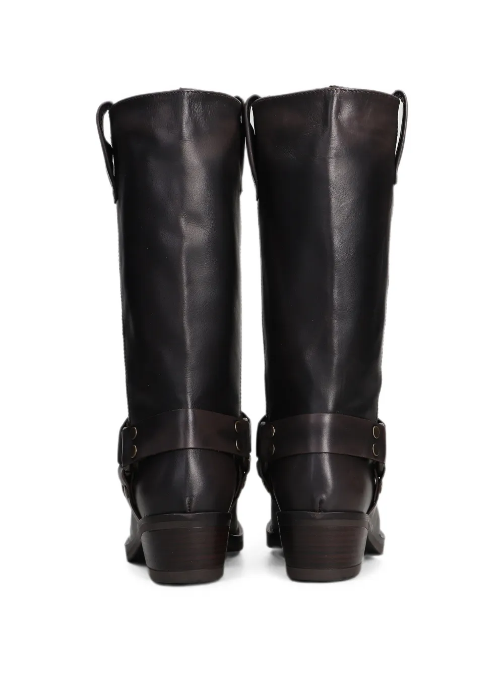 Julie Dee harness-detail square-toe biker boots Zwart